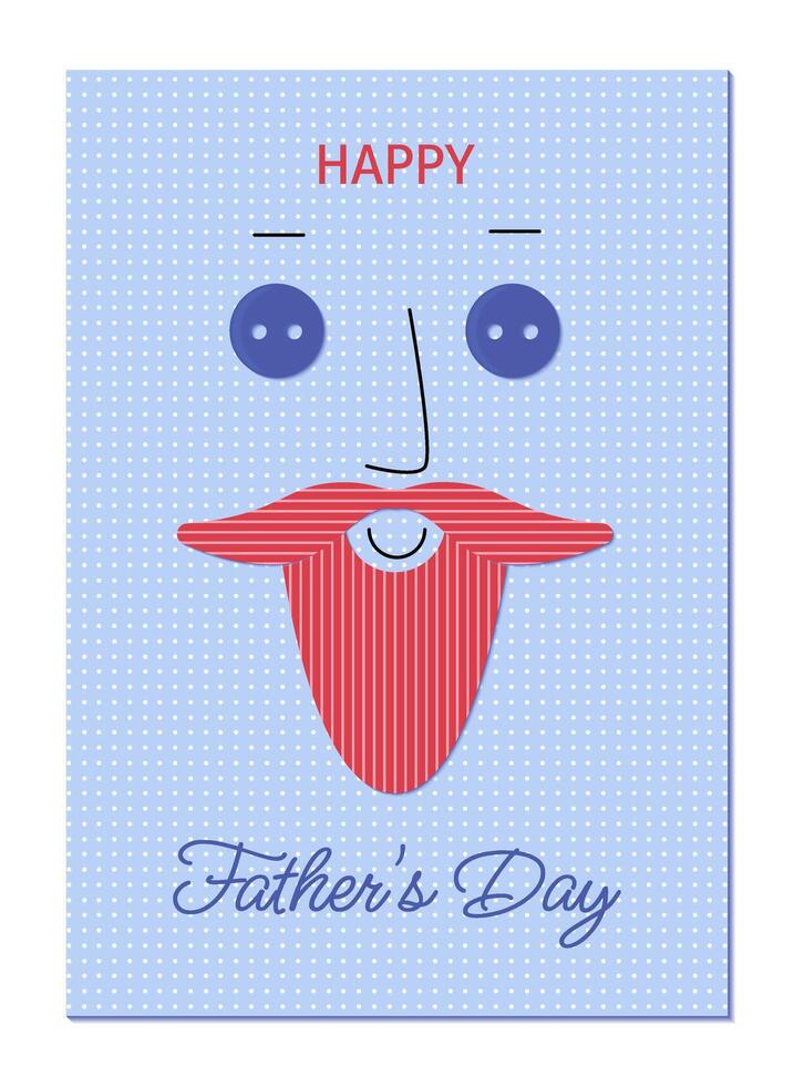 du père journée salutation carte dans enfants applique style avec moustache et barbe. vecteur