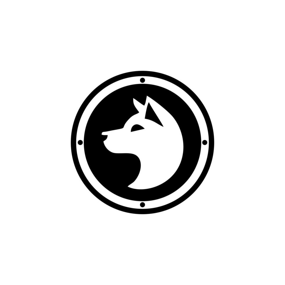 une noir et blanc logo de une chien dans une cercle vecteur