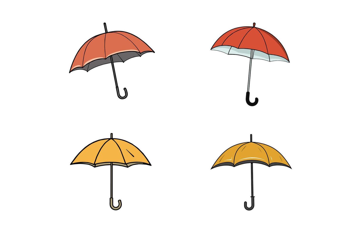 parapluie plat illustrations, dessin animé parapluie Icônes, coloré ouvert parapluie ensemble. vecteur