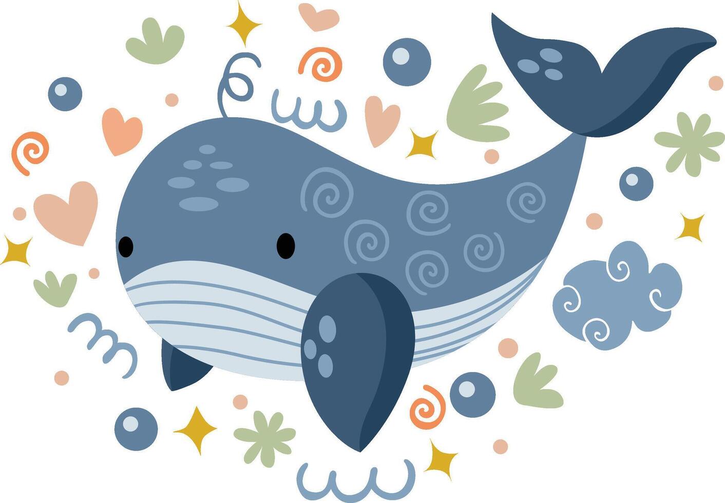 mignonne illustration avec adorable baleine vecteur