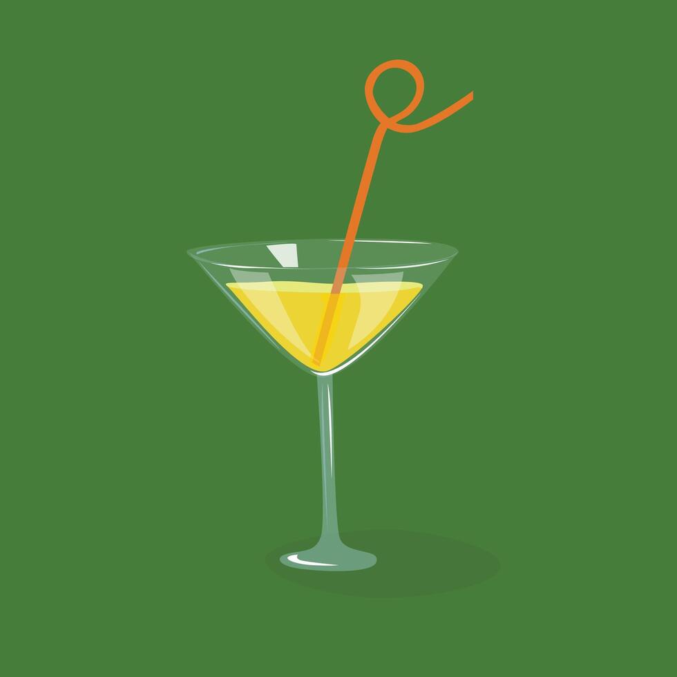 cocktail . verre de jus, cocktail. été boisson agrafe art. dessin animé plat isolé sur blanc Contexte. vecteur