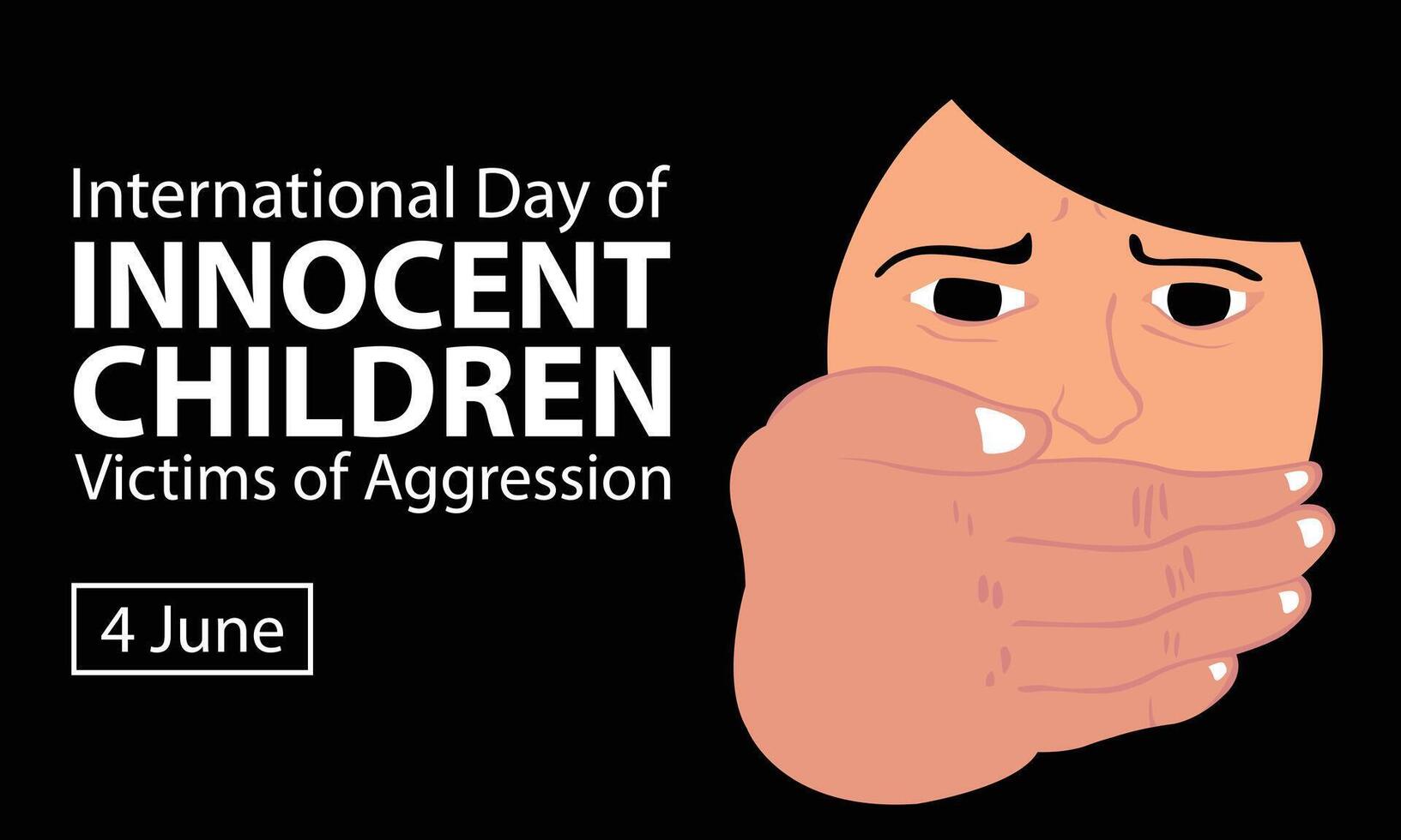 illustration graphique de une petit enfant visage est couvert par une main, parfait pour international jour, innocent enfants, victimes de agression, célébrer, salutation carte, etc. vecteur