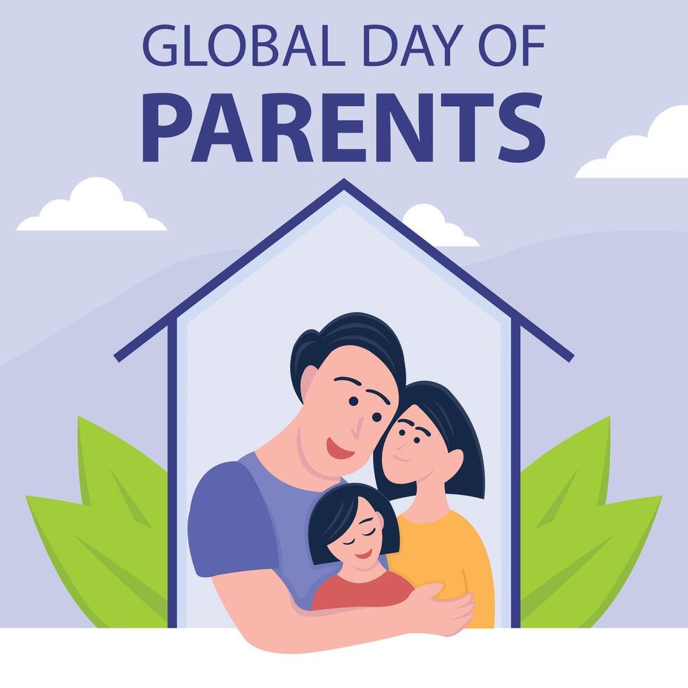 illustration graphique de content famille étreindre chaque autre à l'intérieur le loger, parfait pour international jour, global journée de parents, célébrer, salutation carte, etc. vecteur