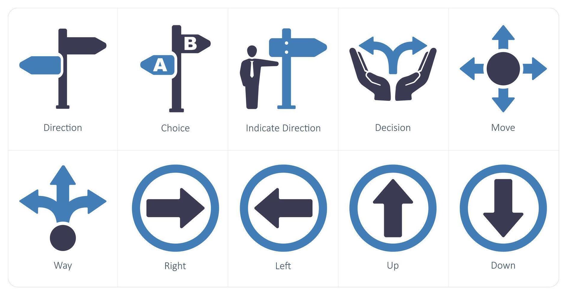 une ensemble de dix direction Icônes comme direction, choix, indiquer direction vecteur