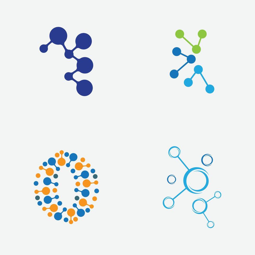 collection de moléculaire ou composé élément logos adapté pour chimique magasin marques, nucléaire composés, etc. isolé sur une gris Contexte vecteur