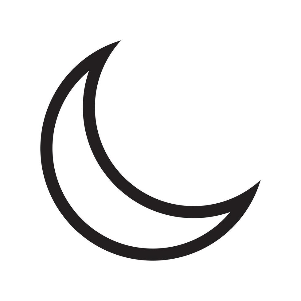 ligne icône croissant lune isolé sur blanc Contexte vecteur