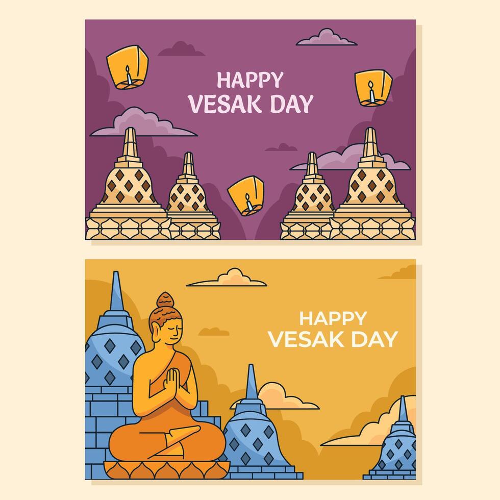 dessiné à la main vesak journée cadeau carte modèle vecteur