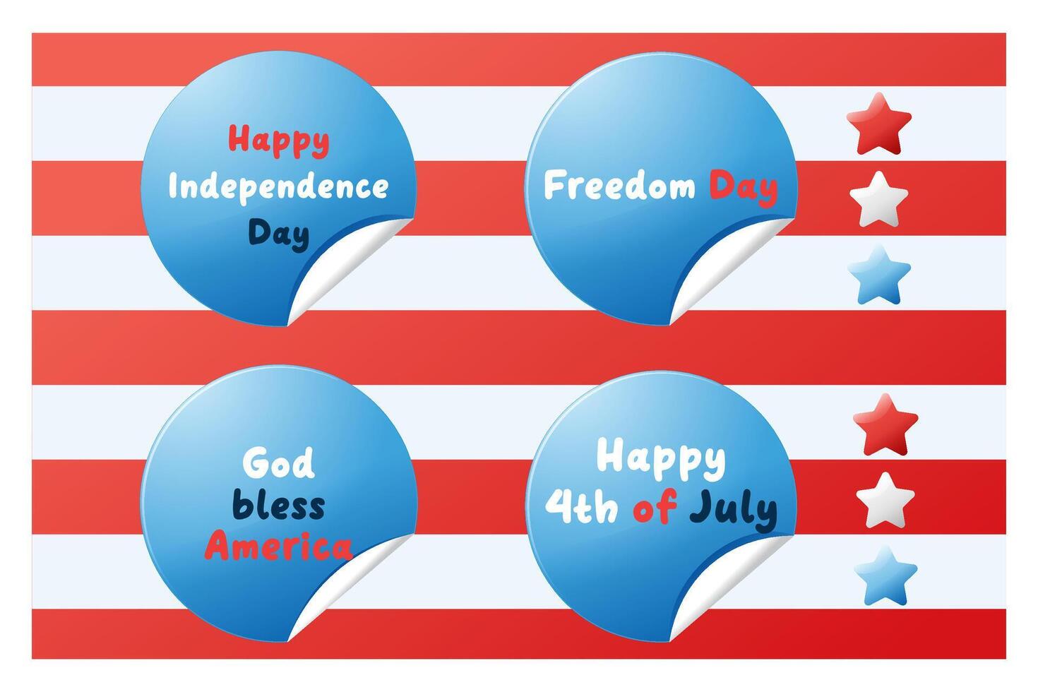 autocollants avec phrases pour l'Amérique indépendance journée. illustration vecteur