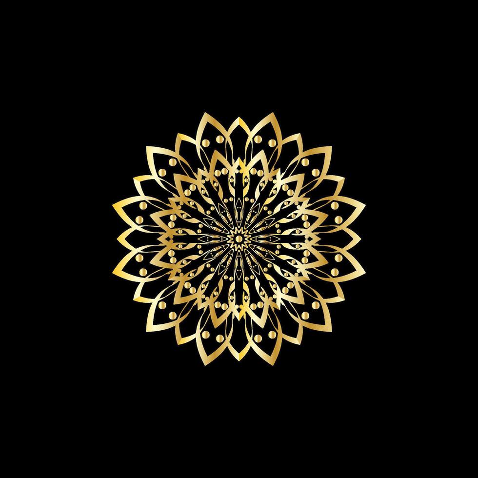 mandala. or décoratif élément. image pour coloration. abstrait circulaire ornement avec stylisé feuilles vecteur