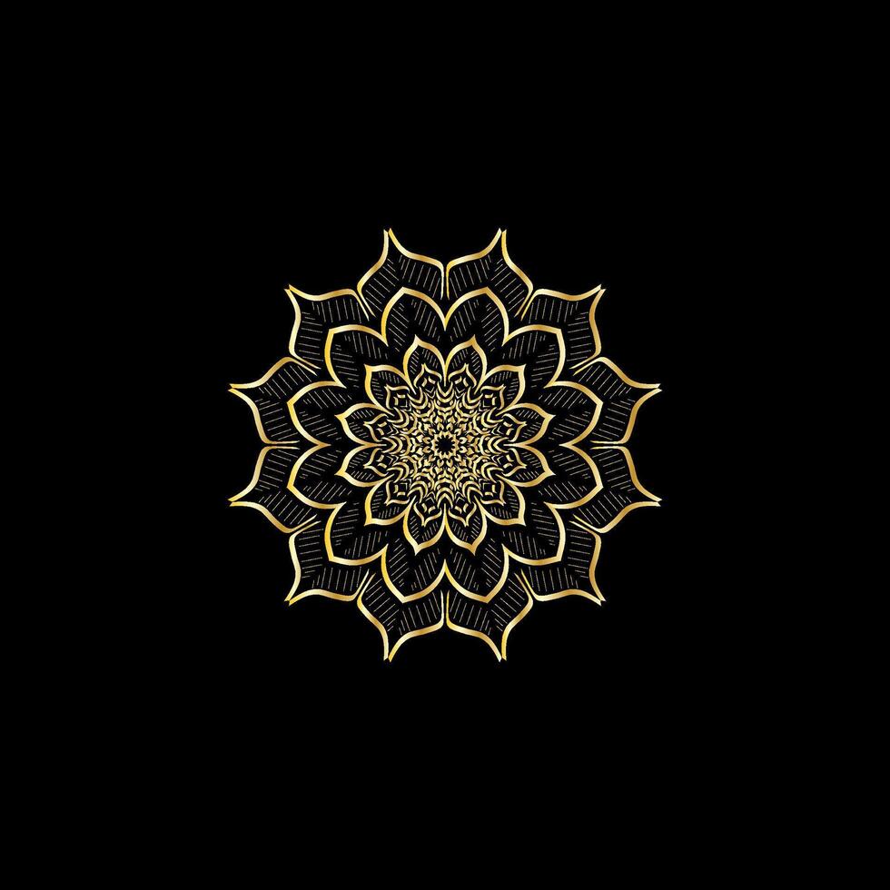 mandala. or décoratif élément. image pour coloration. abstrait circulaire ornement avec stylisé feuilles vecteur