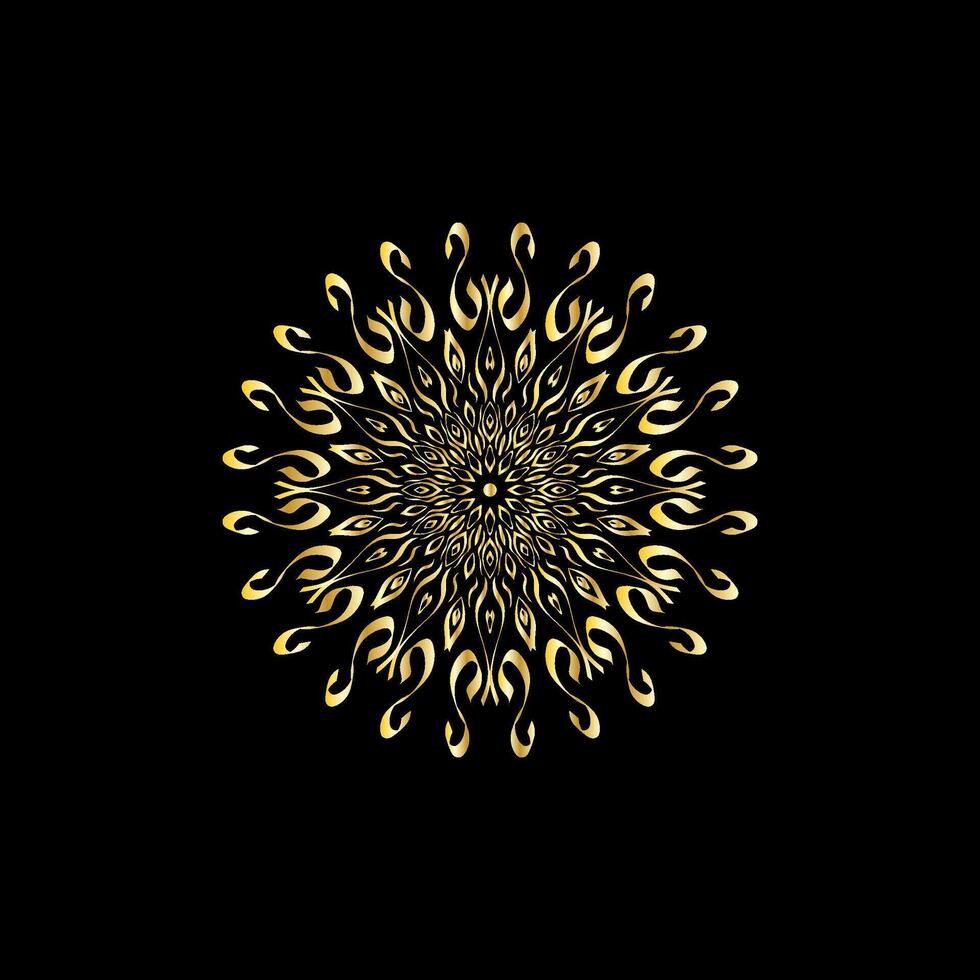 mandala. or décoratif élément. image pour coloration. abstrait circulaire ornement avec stylisé feuilles vecteur