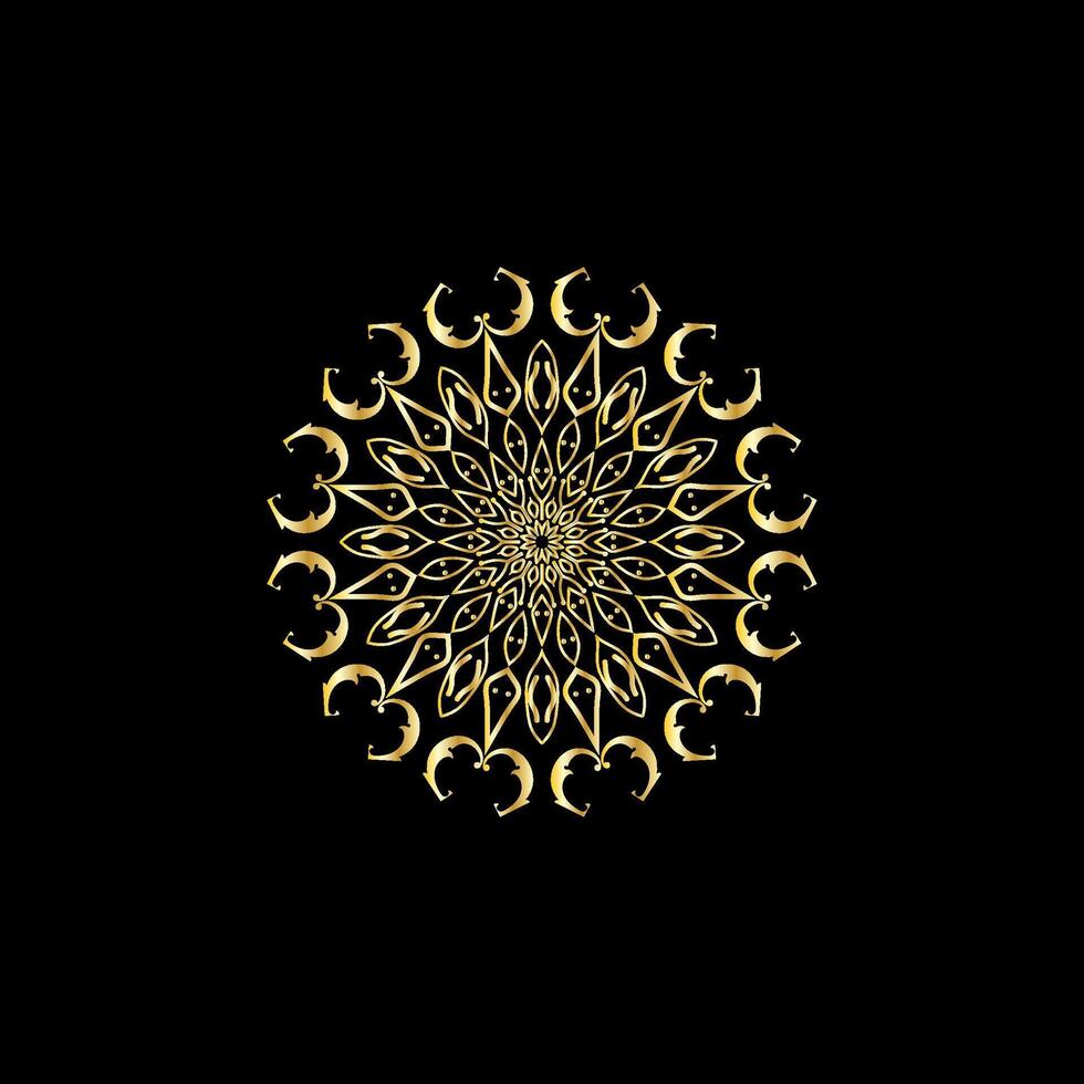 mandala. or décoratif élément. image pour coloration. abstrait circulaire ornement avec stylisé feuilles vecteur