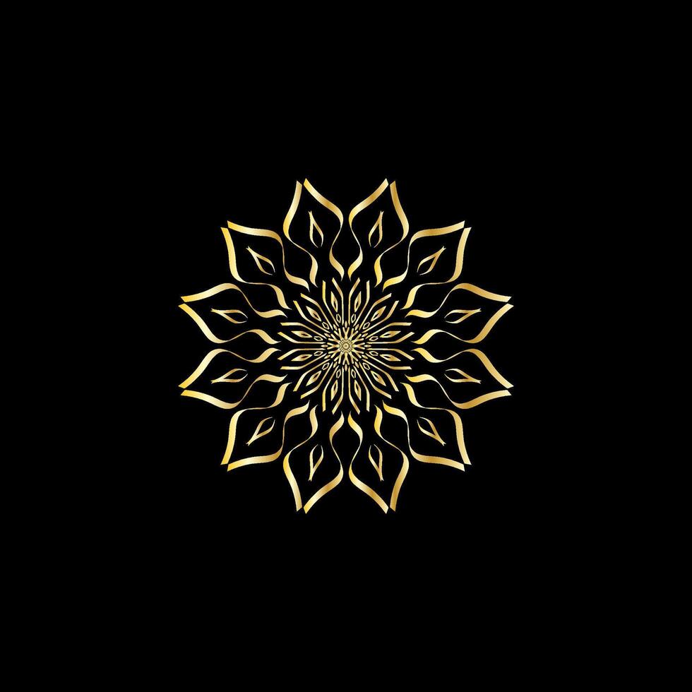 mandala. or décoratif élément. image pour coloration. abstrait circulaire ornement avec stylisé feuilles vecteur