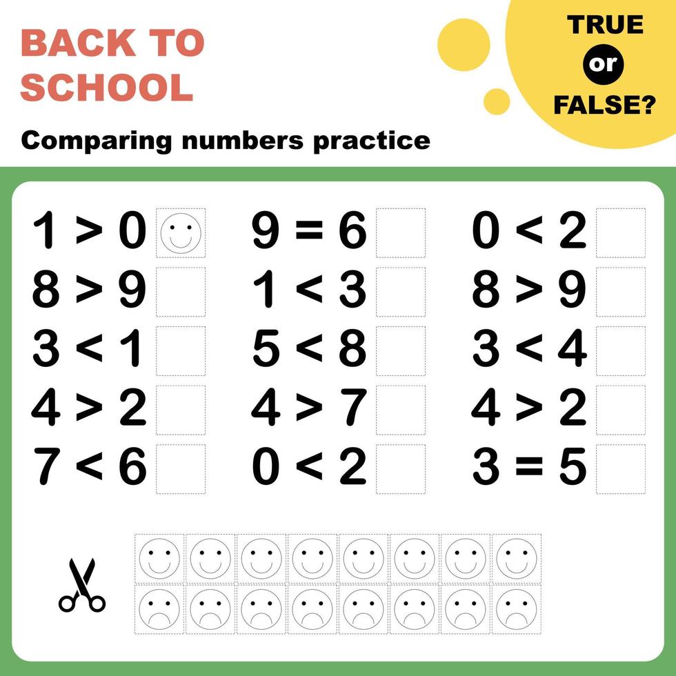 feuille de calcul imprimable vrai ou faux vecteur