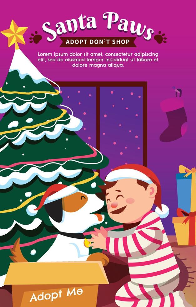 affiche des pattes du père Noël vecteur