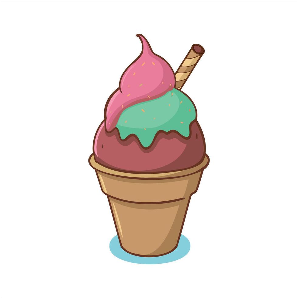 coloré la glace crème cône illustration avec tranche bâton vecteur