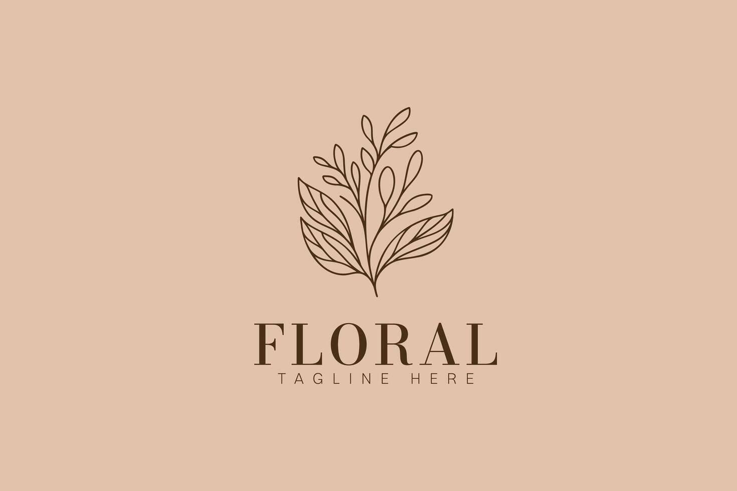 floral feuille logo minimaliste main tiré concept pour affaires beauté mode féminin jardin avec ancien style vecteur