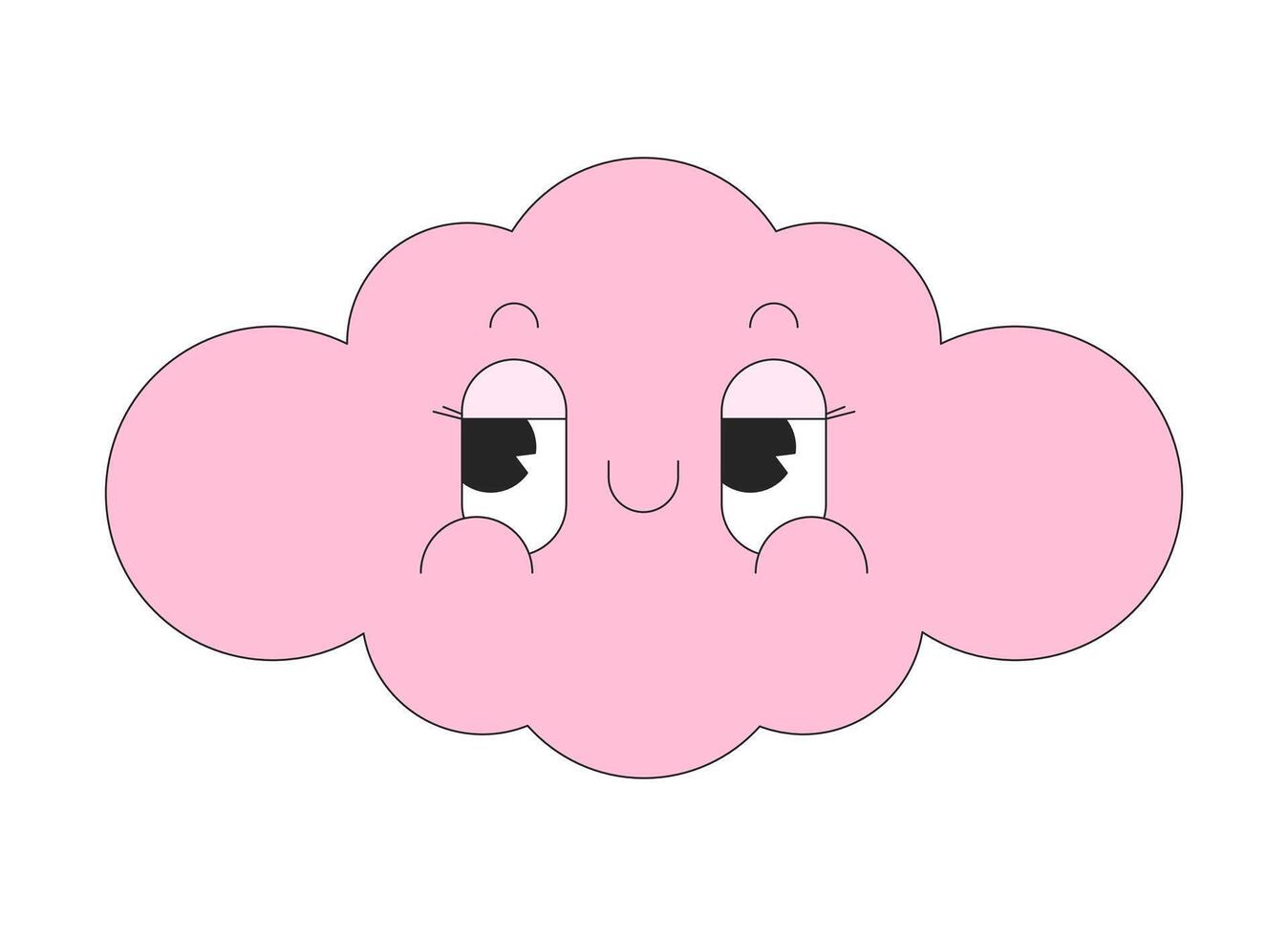 sensationnel nuage mignonne 2d linéaire avatar illustration. rétro nuageux temps mascotte dessin animé personnage affronter. rétro adorable personnage portrait. rêver cumulus plat Couleur utilisateur profil image isolé vecteur