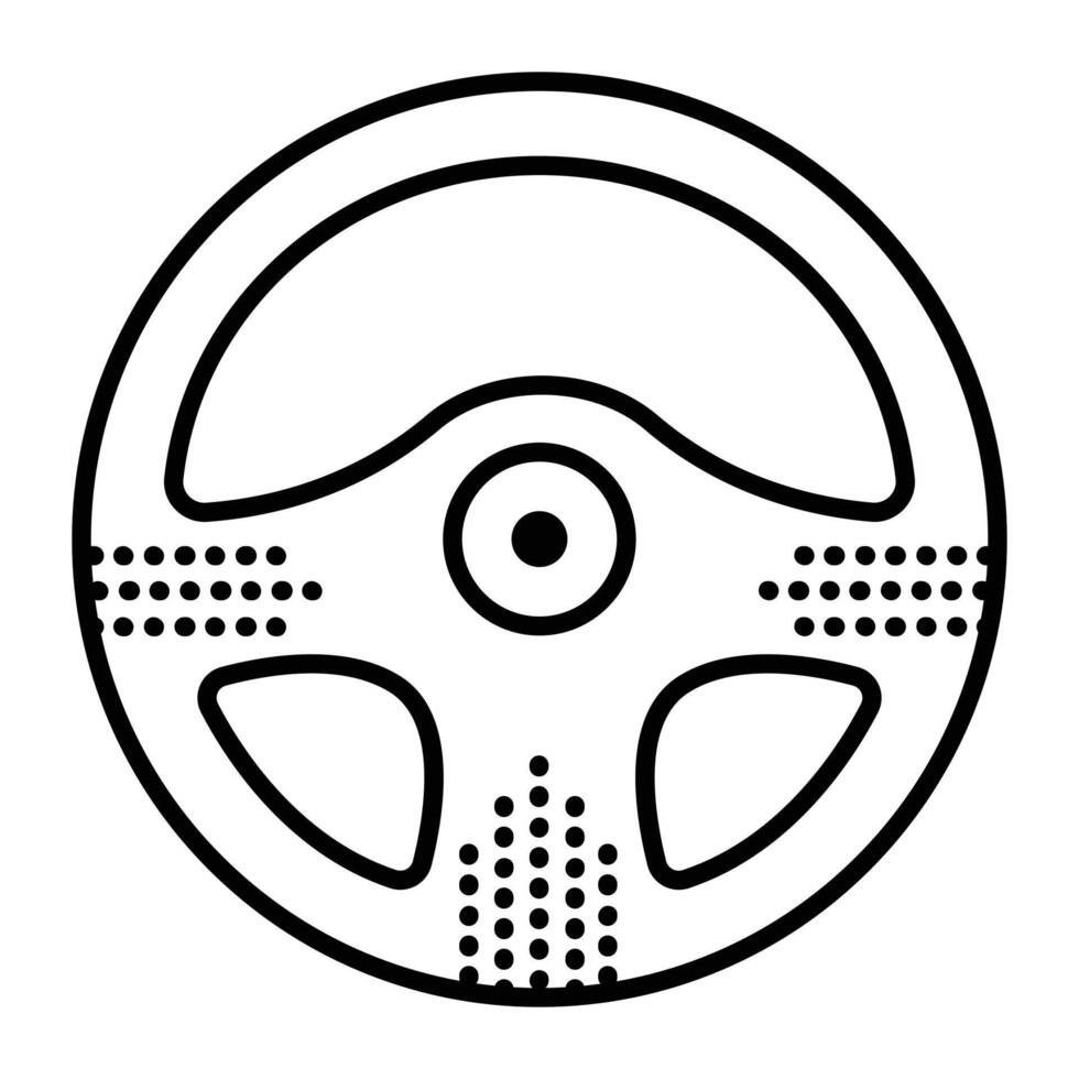 voiture pilotage roue, Célibataire noir ligne icône, de face vue monochrome pictogramme vecteur