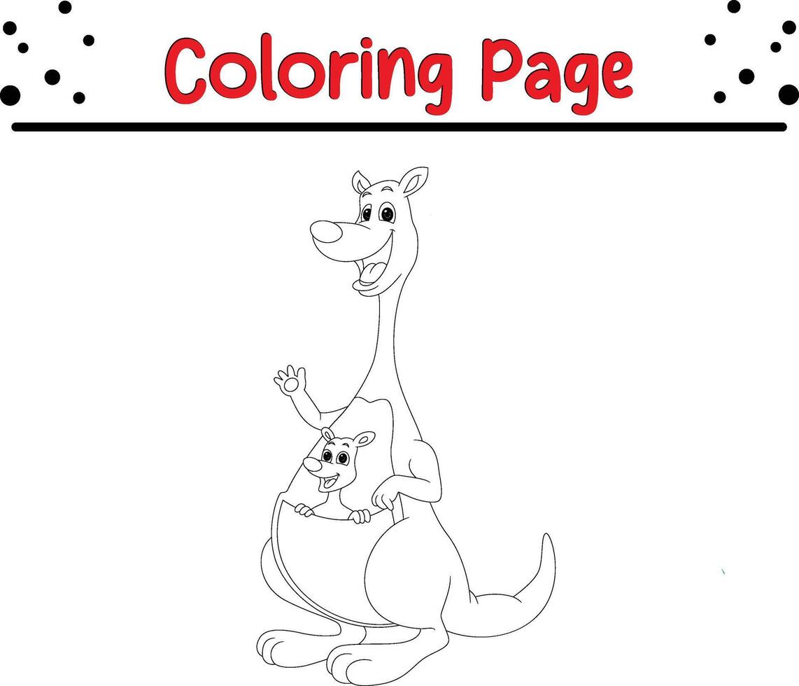 kangourou mère avec sa bébé coloration page pour des gamins vecteur