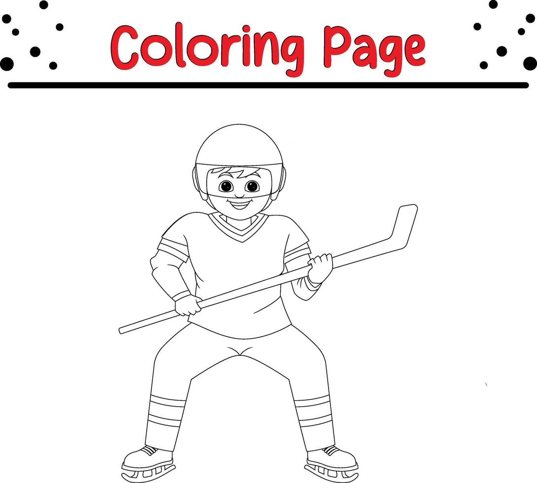 garçon la glace le hockey joueur coloration page pour des gamins vecteur