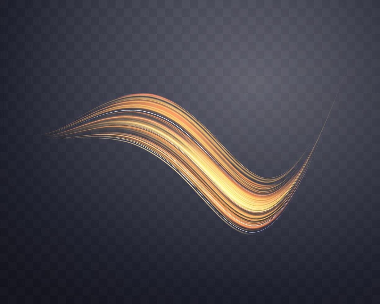 embrasé Orange lignes. néon réaliste énergie vitesse. abstrait lumière effet vecteur
