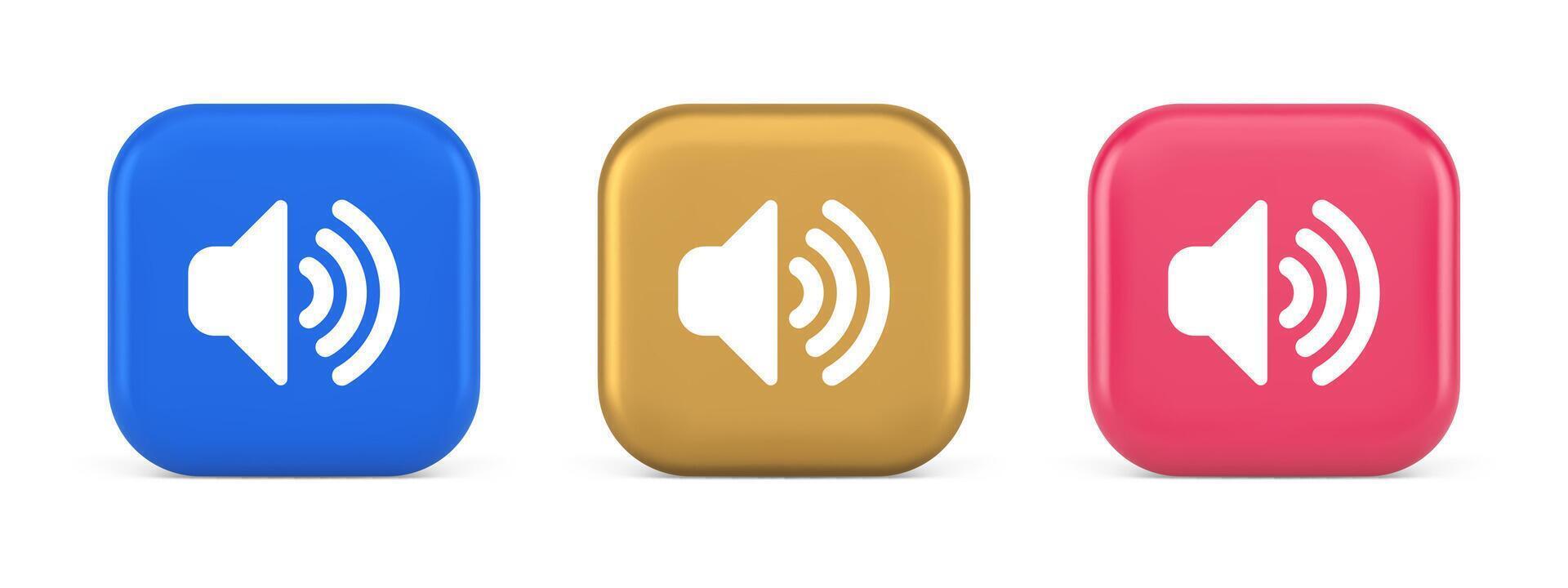 le volume du son bouton orateur acoustique niveau bruit vague contrôle 3d réaliste icône vecteur