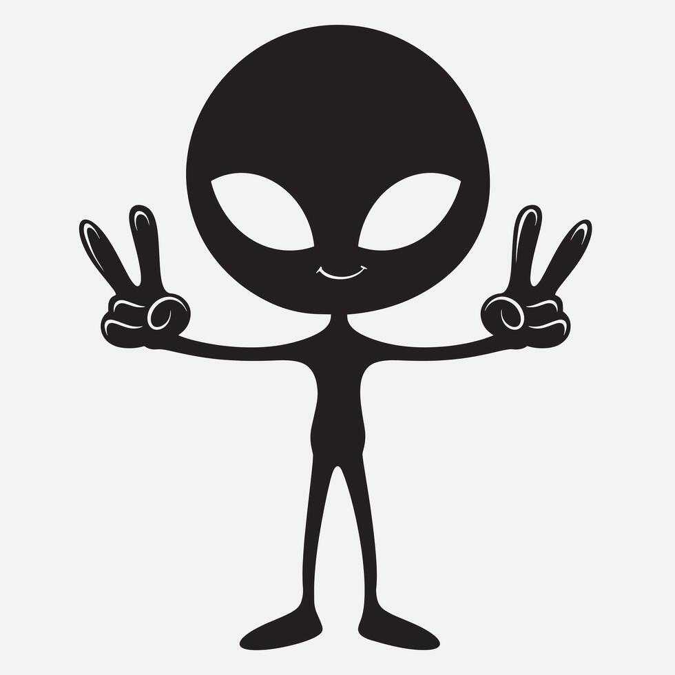 extraterrestre montrant une paix signe illustration vecteur