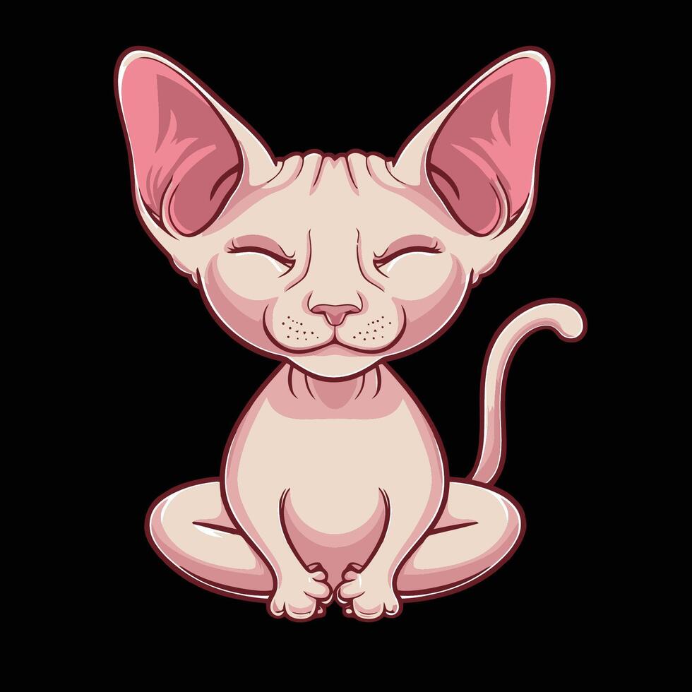 illustration de une mignonne dessin animé charmant sphynx chat séance vecteur