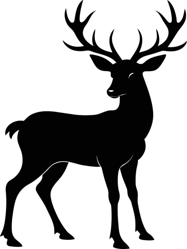 une noir silhouette de une whitetail cerf permanent sur une blanc Contexte vecteur