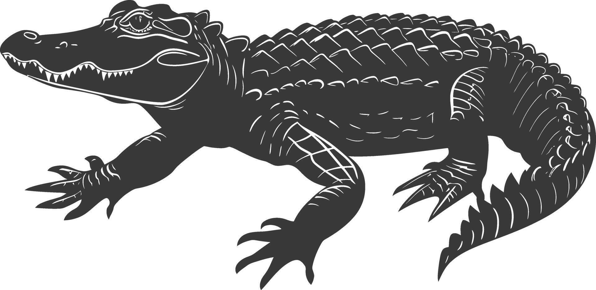 silhouette alligator animal noir Couleur seulement plein corps vecteur