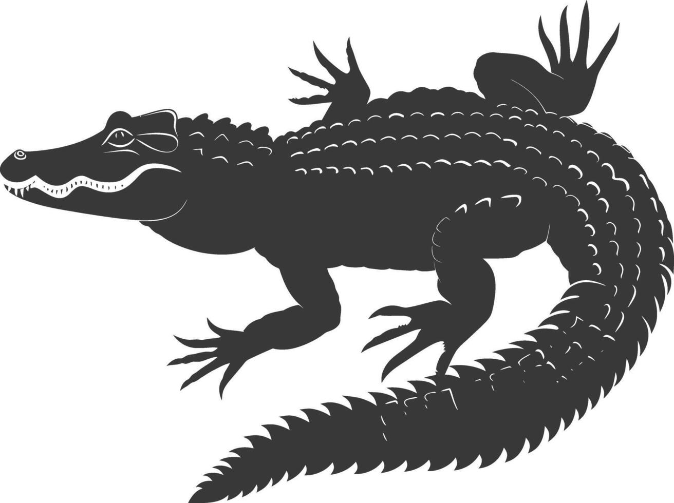 silhouette alligator animal noir Couleur seulement plein corps vecteur