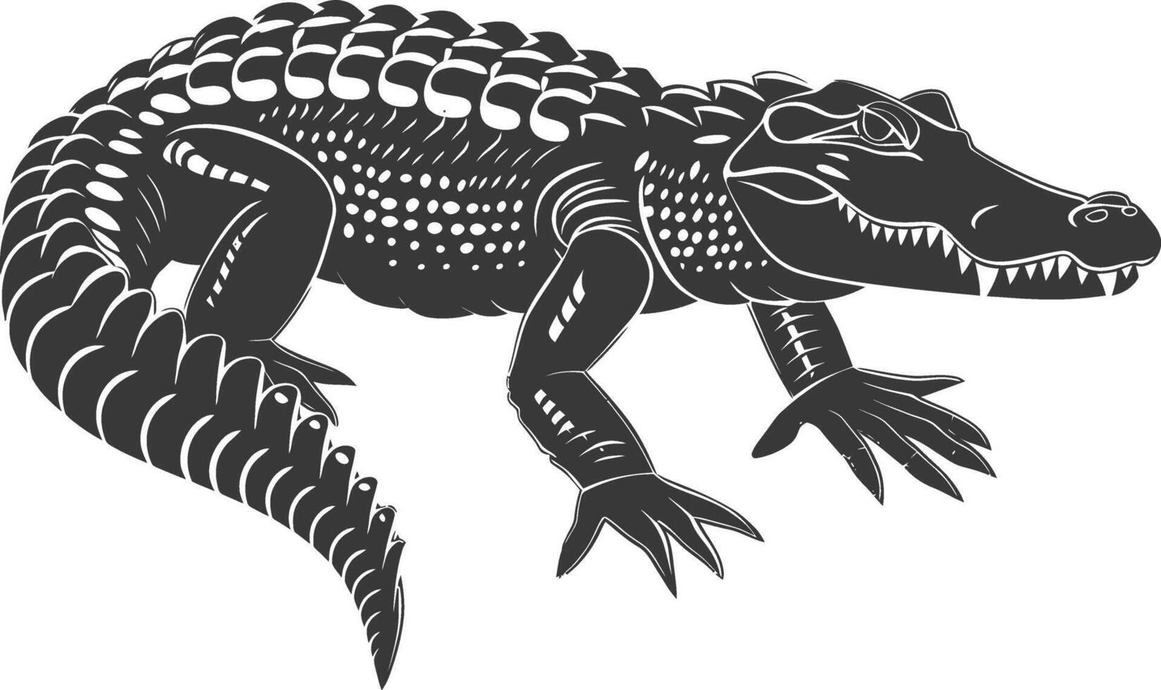 silhouette alligator animal noir Couleur seulement plein corps vecteur