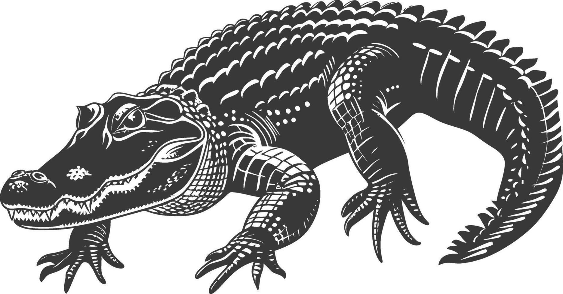 silhouette alligator animal noir Couleur seulement plein corps vecteur