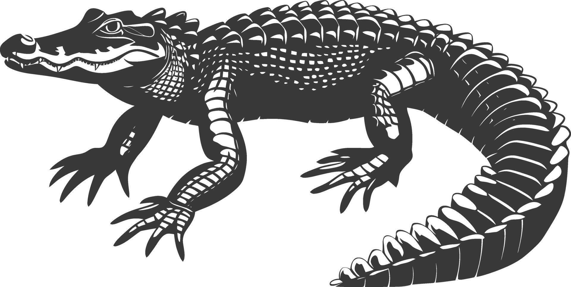 silhouette alligator animal noir Couleur seulement plein corps vecteur