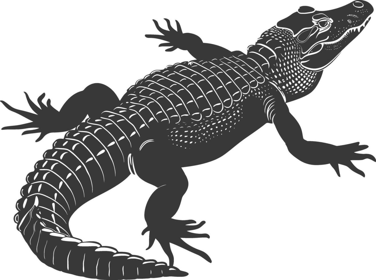 silhouette alligator animal noir Couleur seulement plein corps vecteur