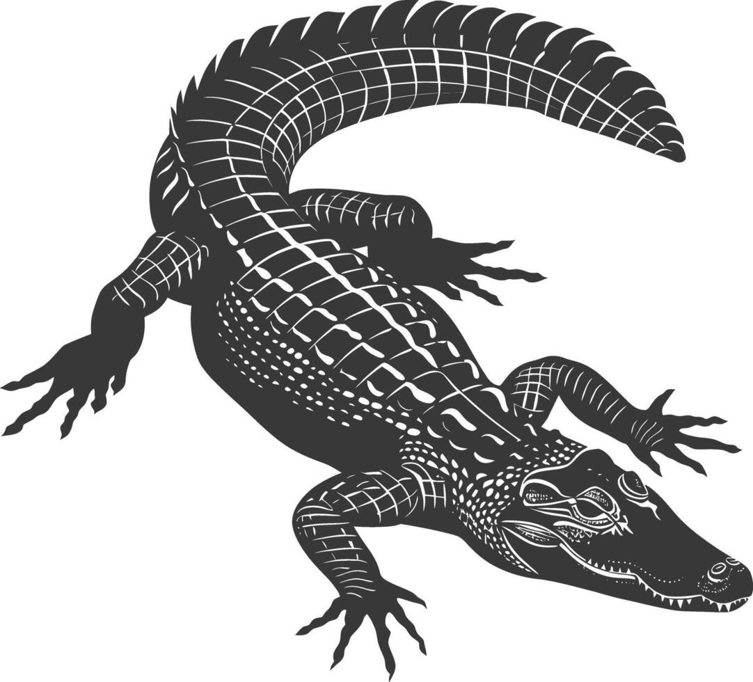 silhouette alligator animal noir Couleur seulement plein corps vecteur