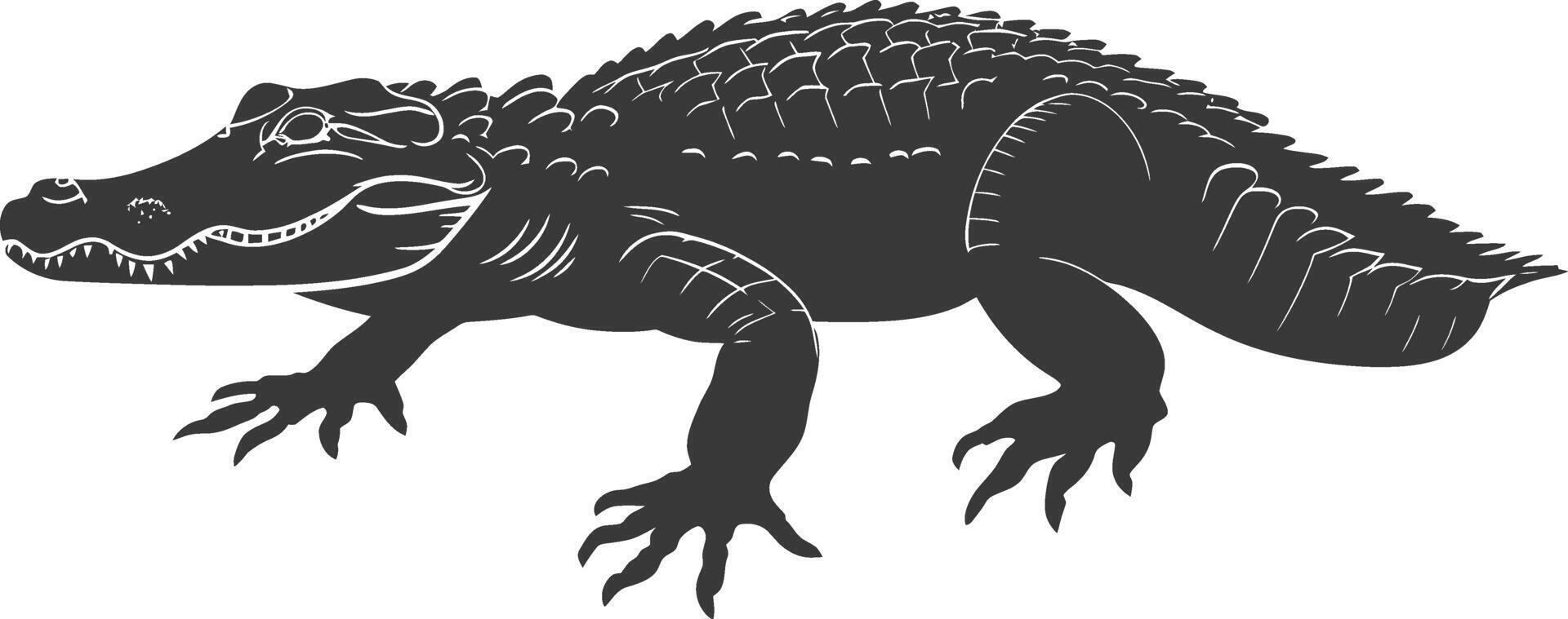 silhouette alligator animal noir Couleur seulement plein corps vecteur