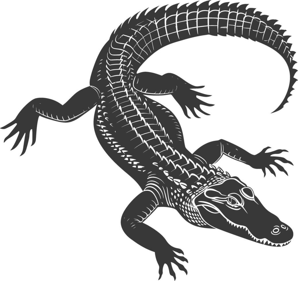 silhouette alligator animal noir Couleur seulement plein corps vecteur