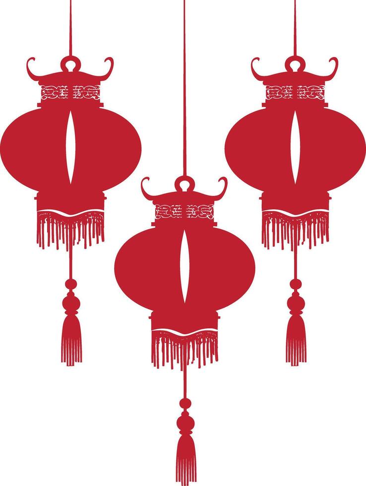 asiatique chinois traditionnel lanterne rouge Couleur seulement vecteur