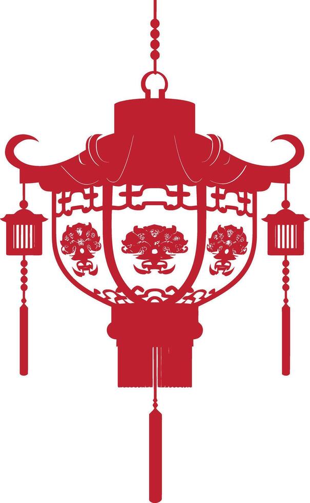 asiatique chinois traditionnel lanterne rouge Couleur seulement vecteur