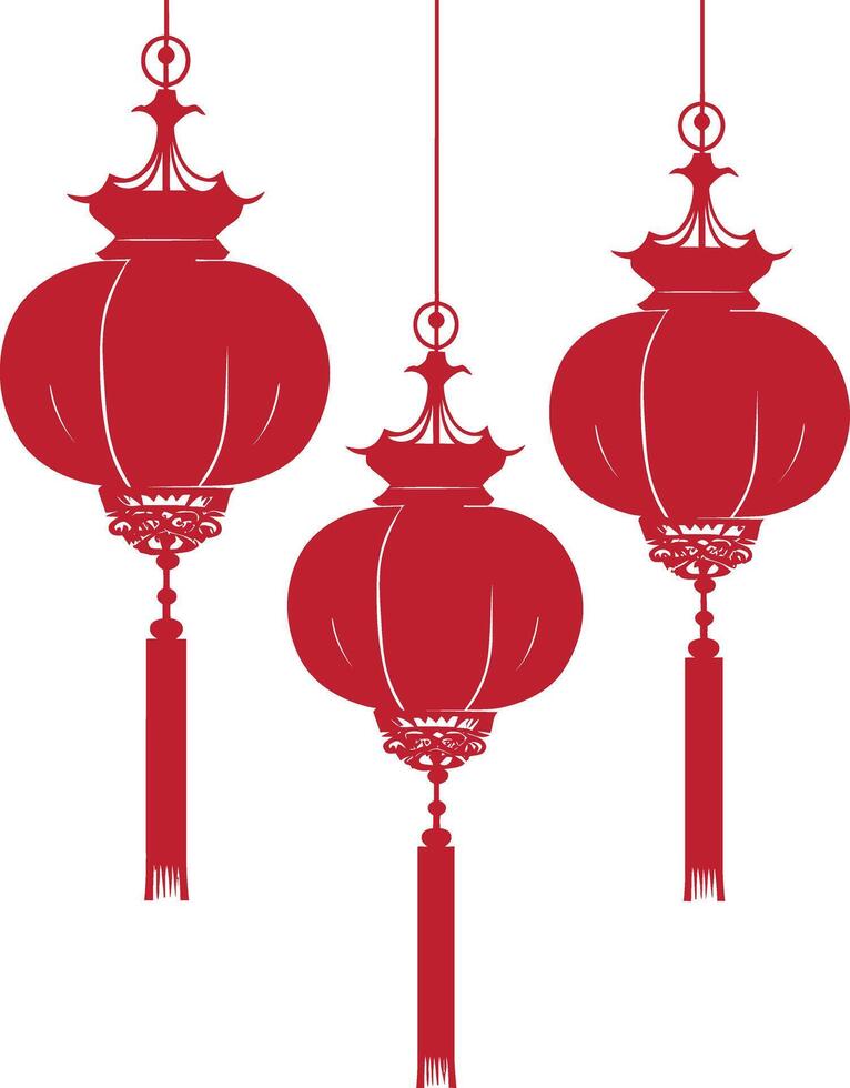 asiatique chinois traditionnel lanterne rouge Couleur seulement vecteur