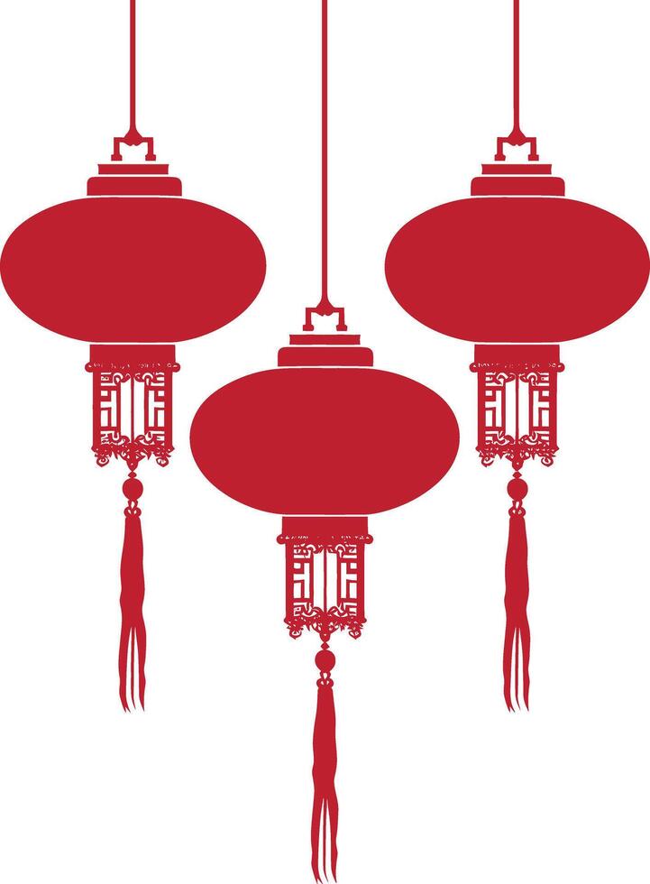 asiatique chinois traditionnel lanterne rouge Couleur seulement vecteur