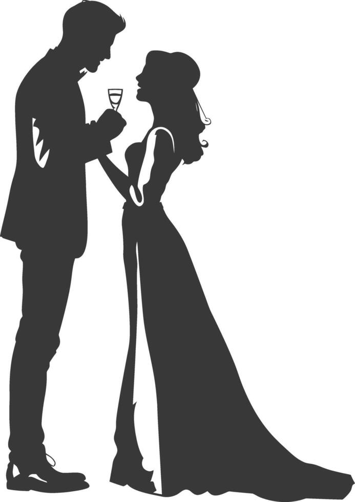 silhouette mariage proposition par couple noir Couleur seulement vecteur