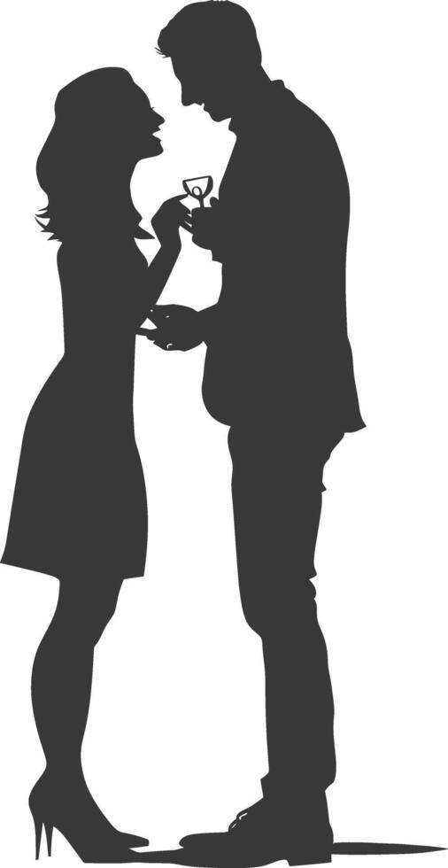 silhouette mariage proposition par couple noir Couleur seulement vecteur