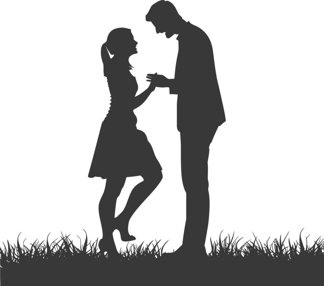 silhouette mariage proposition par couple noir Couleur seulement vecteur