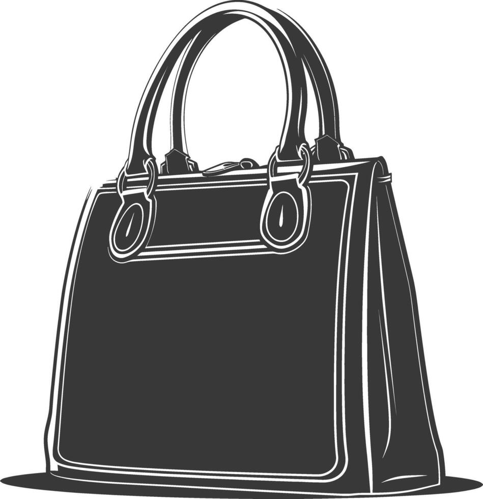 silhouette femmes Sac à main noir Couleur seulement plein vecteur