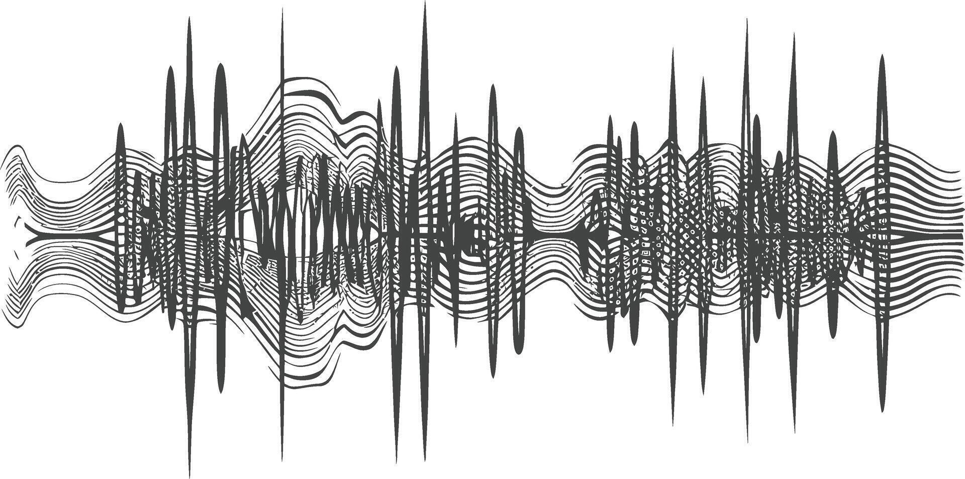 agitant du son vibration et palpitant lignes noir Couleur seulement vecteur