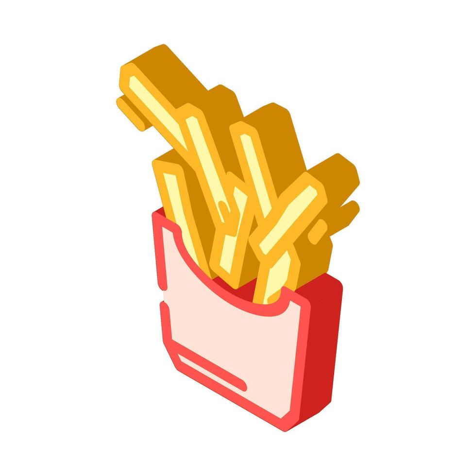 français frites vite nourriture isométrique icône illustration vecteur