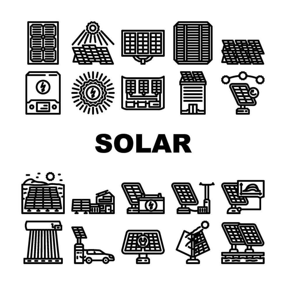 solaire panneaux énergie Puissance Soleil Icônes ensemble vecteur